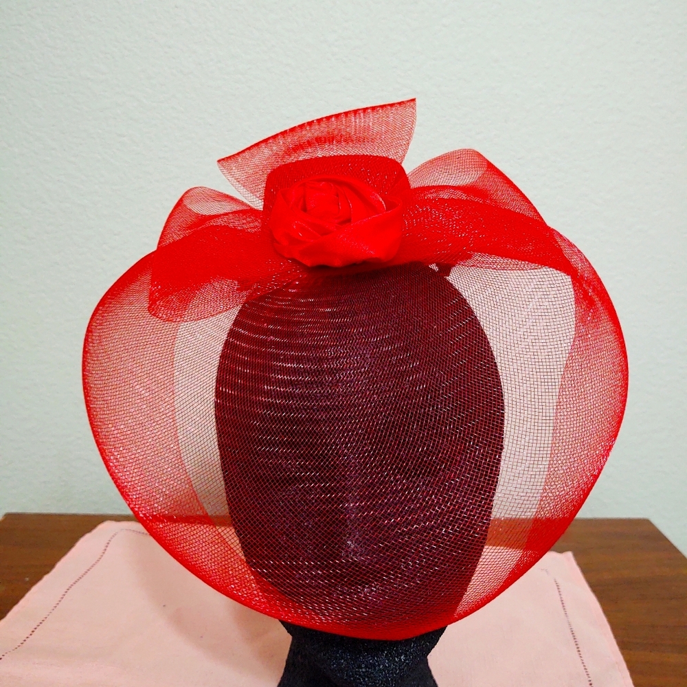 Stunning Red Hat with hair clip